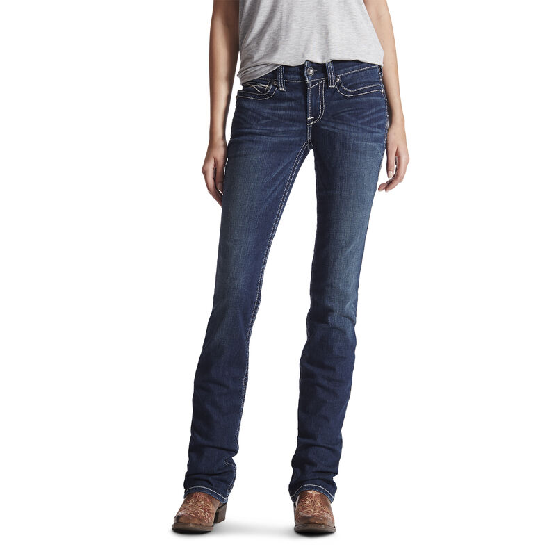 Pantalones Vaqueros Ariat R.E.A.L. Mid Rise Stretch Icon Stackable Straight Leg Azules Oscuro Mujer